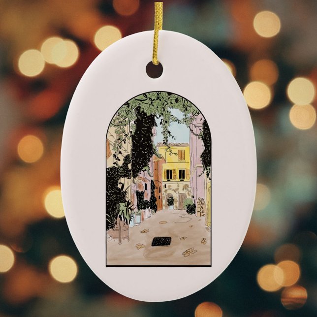 Watercolor Colourful Rome, Italy  Ceramic Ornament (Creator Uploaded)