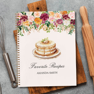 Watercolor Colourful Rose Flowers Floral Recipe Notebook