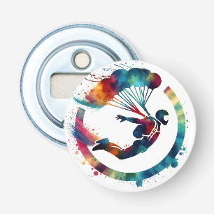 Watercolor Colourful Skydiver Bottle Opener