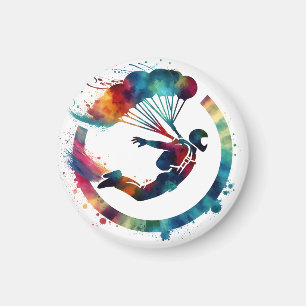 Watercolor Colourful Skydiver  Magnet