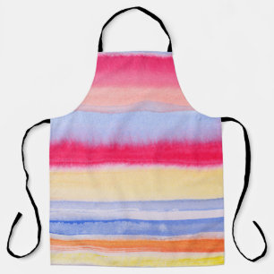 Watercolor colourful stripes.stripe,watercolor,aqu apron