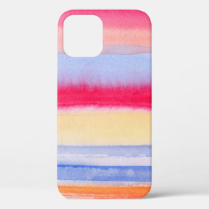 Watercolor colourful stripes.stripe,watercolor,aqu iPhone 12 case