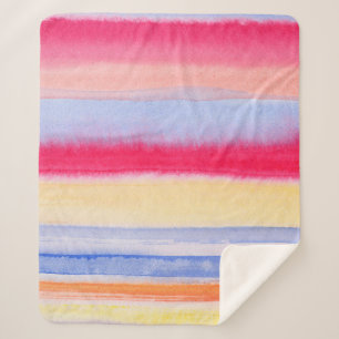 Watercolor colourful stripes.stripe,watercolor,aqu sherpa blanket