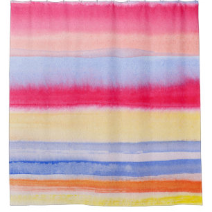 Watercolor colourful stripes.stripe,watercolor,aqu shower curtain