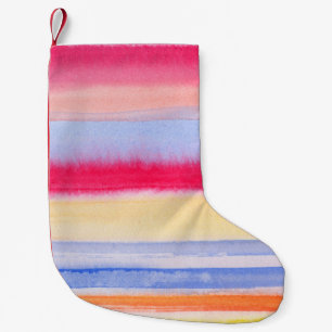 Watercolor colourful stripes.stripe,watercolor,aqu small christmas stocking