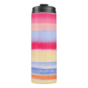 Watercolor colourful stripes.stripe,watercolor,aqu thermal tumbler