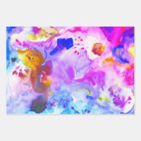 Watercolor colourful textured painting vivid purpl