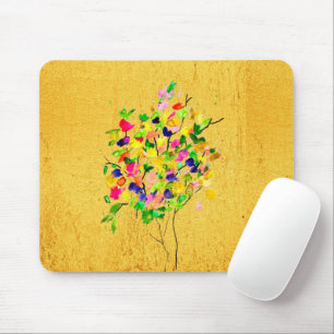 Watercolor colourful tree mouse pad