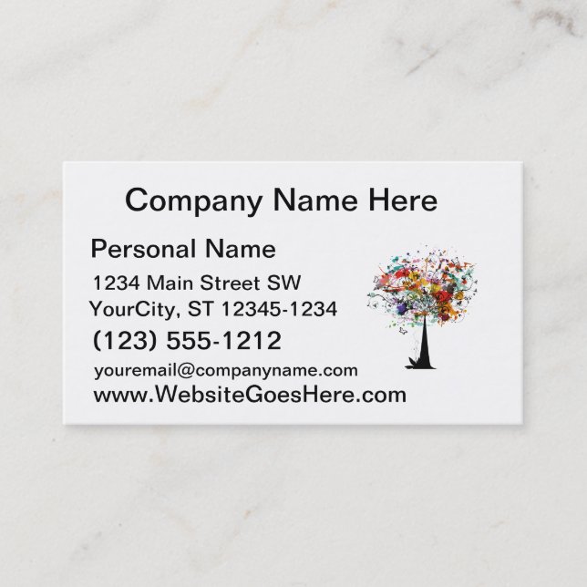 Watercolor colourful tree n butterfly.png business card (Front)