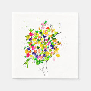 Watercolor colourful tree napkin