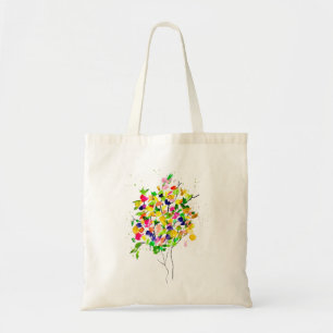 Watercolor colourful tree tote bag