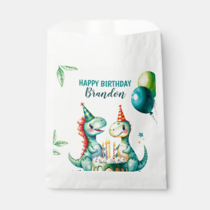 Watercolor Colourful Trex Dinosaur 1st Birthday Favour Bag