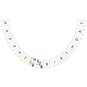 Watercolor Colourful Trex Kids Photo Birthday Bunting