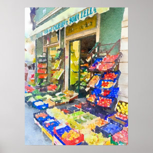 Watercolor Colourful Vegetable Shop Poster