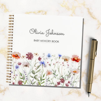 Watercolor Colourful Wildflower Baby Memory Book