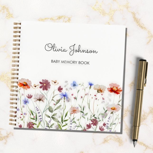 Watercolor Colourful Wildflower Baby Memory Book (In situ)