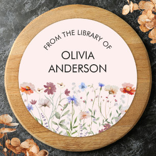 Watercolor Colourful Wildflower Book Plate Sticker