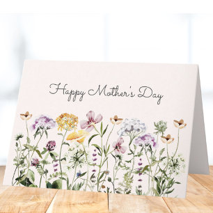 Watercolor Colourful Wildflower Garden Mothers Day Card