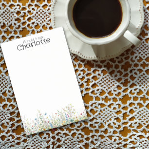 Watercolor colourful wildflower name post-it notes