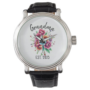 Watercolor Colourful Wildflowers Grandmother Watch