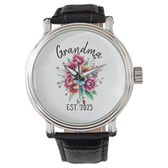 Watercolor Colourful Wildflowers Grandmother Watch (Front)