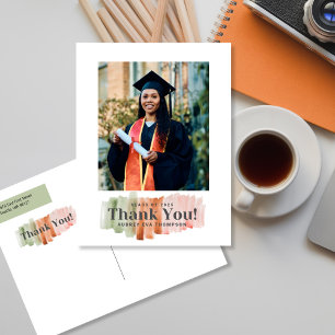 Watercolor Colours Graduation Thank You Postcard