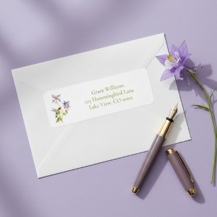 Watercolor Columbine with Hummingbird Address Return Address Label
