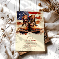 Watercolor Combat Boots Patriotic Military Graduat