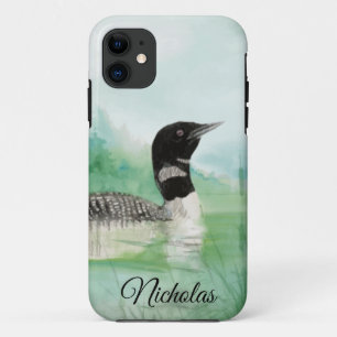 Watercolor Common Loon wilderness Bird iPhone 11 Case