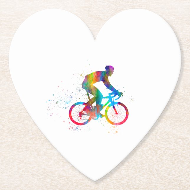 watercolor competition cyclist paper coaster (Front)