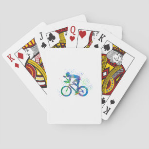 watercolor competition cyclist playing cards
