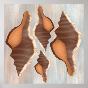 Watercolor Conch Seashell Poster