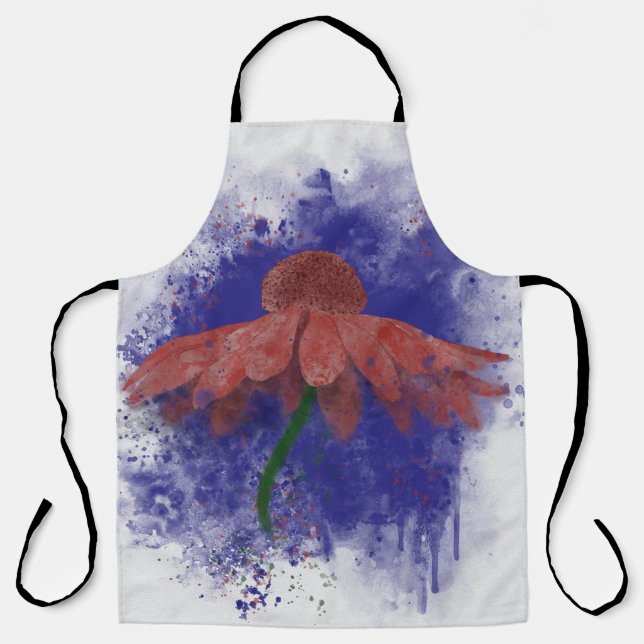 Watercolor Coneflower Apron (Front)