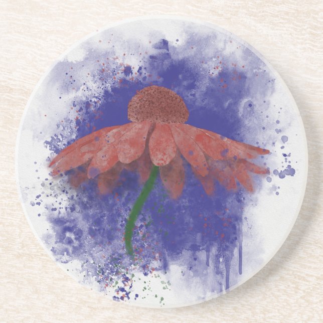 Watercolor Coneflower Coaster (Front)