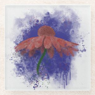 Watercolor Coneflower Glass Coaster