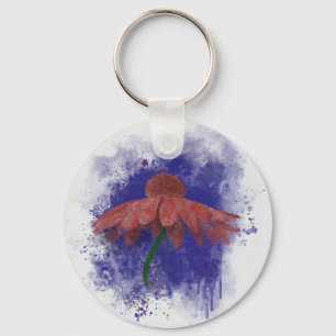 Watercolor Coneflower Key Ring