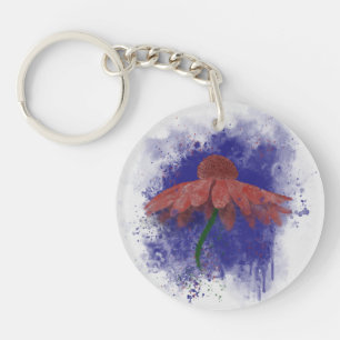 Watercolor Coneflower Key Ring