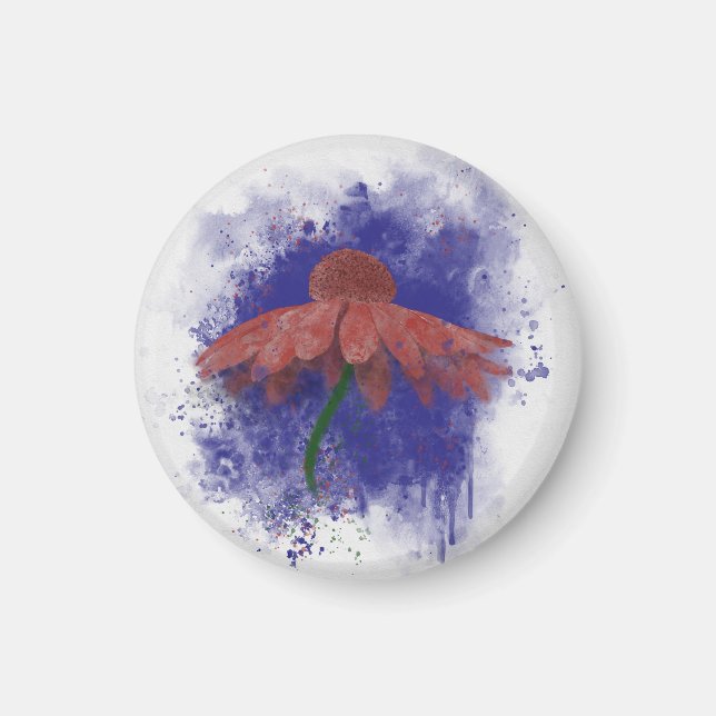 Watercolor Coneflower Magnet (Front)