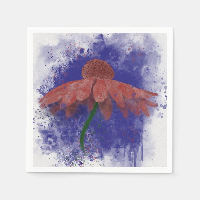 Watercolor Coneflower Napkin (Front)