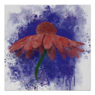 Watercolor Coneflower Poster