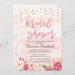 Watercolor Confetti Bridal Shower Invitation