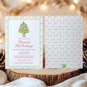 Watercolor Confetti Christmas Tree Party Invitation