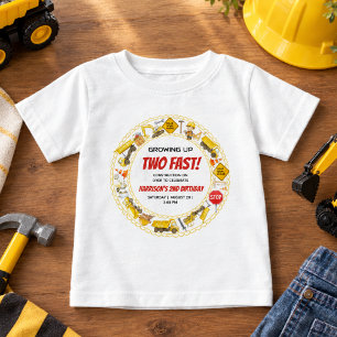 Watercolor Construction 2nd Birthday Party Baby T-Shirt
