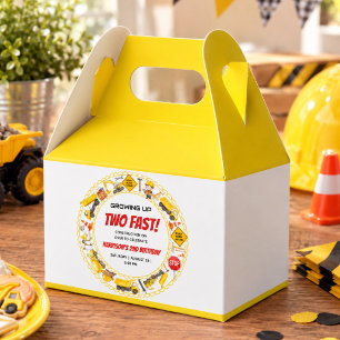 Watercolor Construction 2nd Birthday Party Favour Box