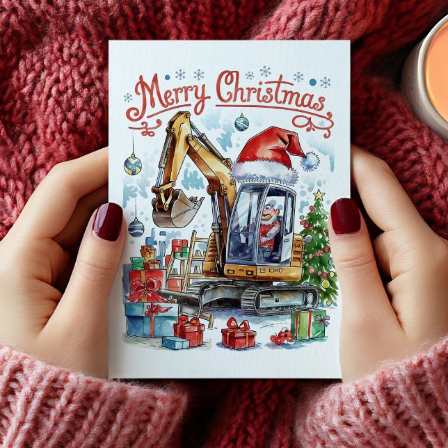 Watercolor Construction Christmas Card (Watercolor Construction Christmas Card)