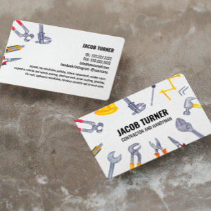 Watercolor Construction Handyman Carpenter Tools Business Card