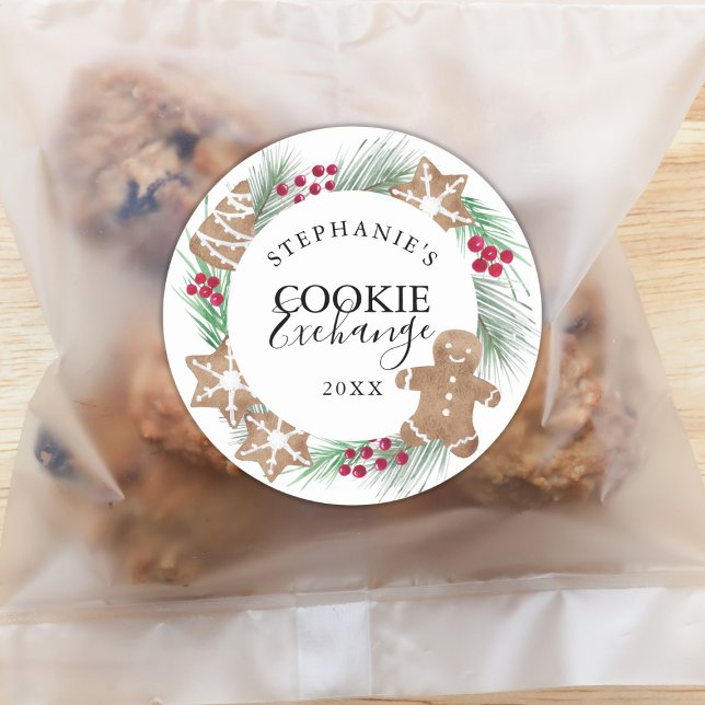 Watercolor Cookie Exchange  Classic Round Sticker (Creator Uploaded)