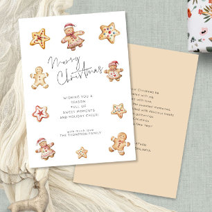 Watercolor Cookies Gingerbread Merry Christmas  Holiday Card