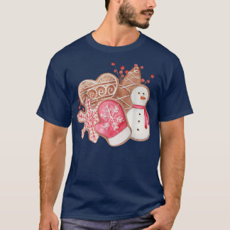 Watercolor Cookies Santa Christmas Tree Lights Xma T-Shirt