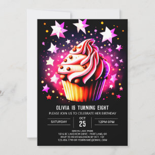  Watercolor Cooking Little Muffin Girl Birthday Invitation